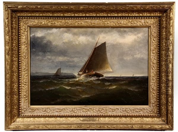 Fishing Boats Off The Bay Of Fundy Oil Painting by James J. Mcauliffe