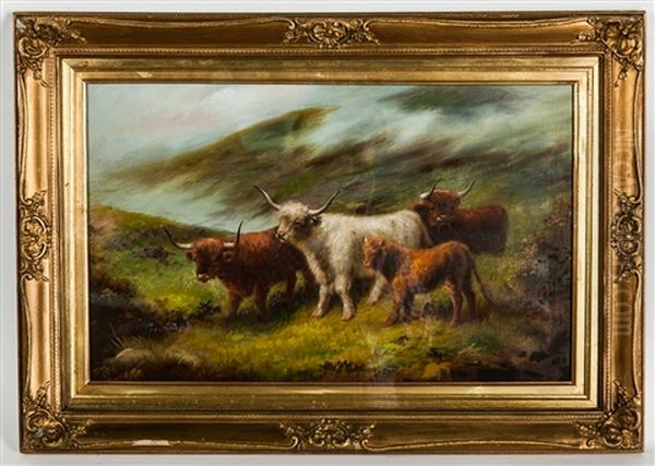 Highland Cattle (a Pair) Oil Painting by Andrew Mccallum