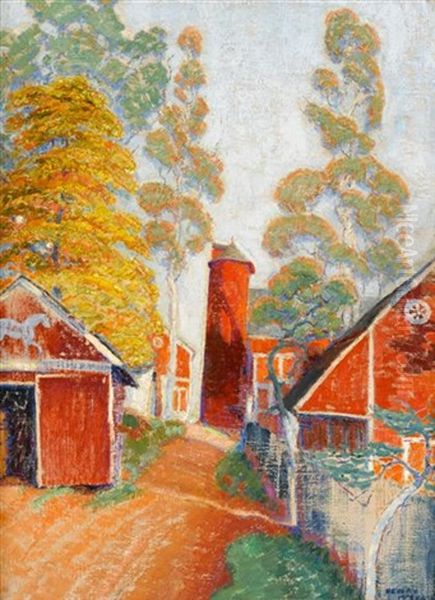 The Red Silo Oil Painting by Harry Bainbridge McCarter