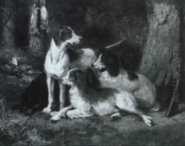 Hunting Dogs Oil Painting by Harry Bainbridge McCarter