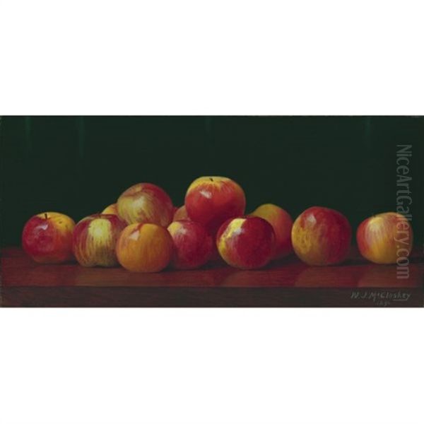 Apples On A Tabletop Oil Painting by William J. McCloskey