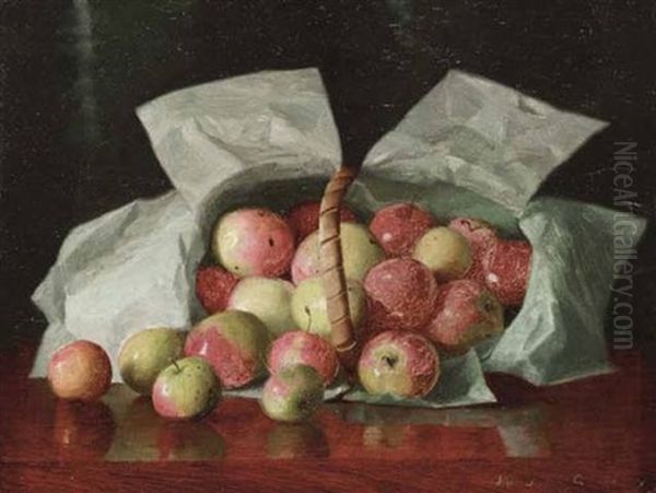 Lady Apples In Overturned Basket Oil Painting by William J. McCloskey