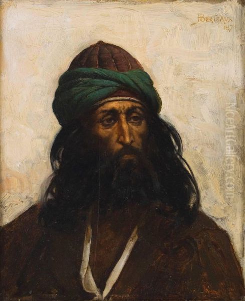 Portrait De Derviche Oil Painting by Hippolyte Dominique Berteaux