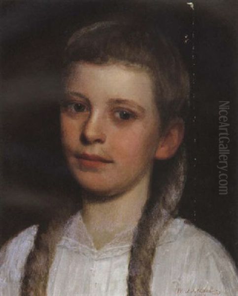 A Portrait Of A Young Girl Oil Painting by William J. McCloskey