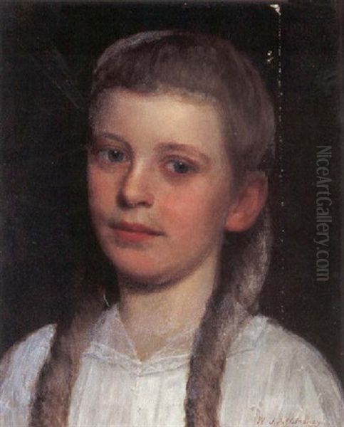 A Portrait Of A Young Girl Oil Painting by William J. McCloskey