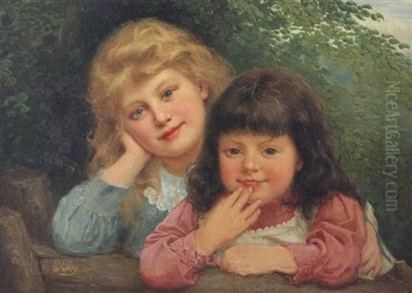 Portrait Of Two Girls Oil Painting by Samuel McCloy