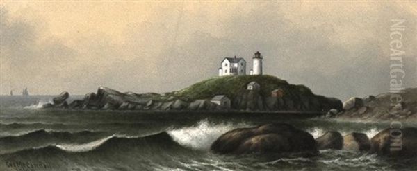 Nubble Lighthouse Oil Painting by George Mcconnell