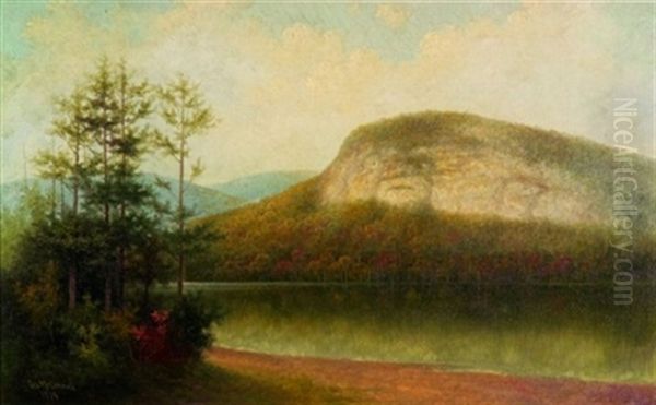 New Hampshire Lake View In Early Autumn Oil Painting by George Mcconnell