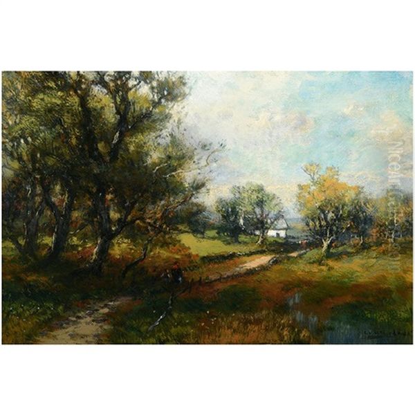 Figures On Country Path Oil Painting by George Herbert McCord