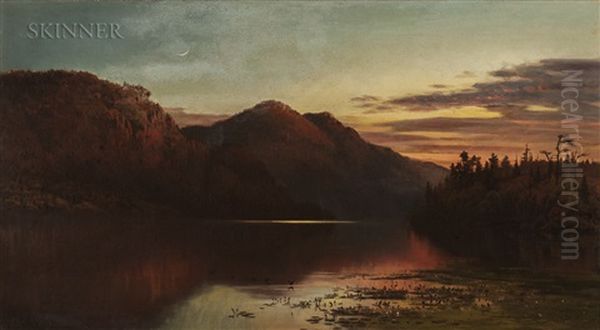 Crescent Moon Over Lake Placid Oil Painting by George Herbert McCord