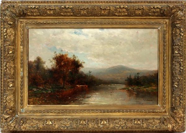 Lake In A Landscape Scene Oil Painting by George Herbert McCord