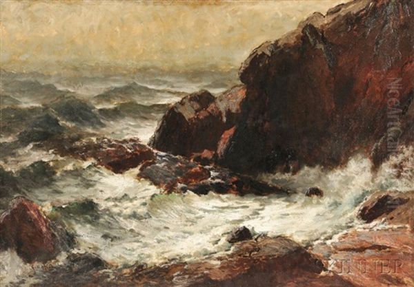 Rocky Coast With Crashing Surf Oil Painting by George Herbert McCord