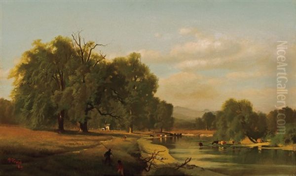 Pastoral Scene In Greene County Oil Painting by George Herbert McCord