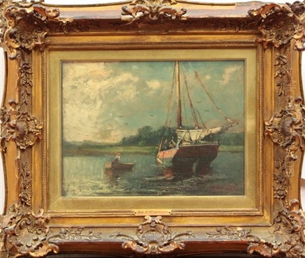 Sailboat In The Mooring Oil Painting by George Herbert McCord