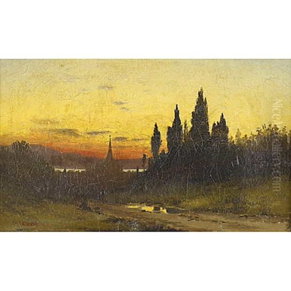 A Luminous Sunset Oil Painting by George Herbert McCord