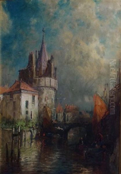 View Of Amsterdam With The Schreierstoren At Left Oil Painting by George Herbert McCord