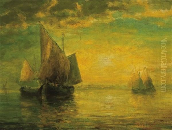 A Golden Sunset Oil Painting by George Herbert McCord