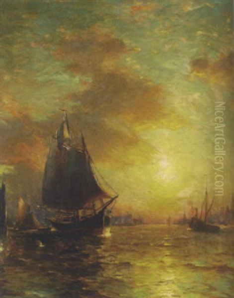 New York Harbor Oil Painting by George Herbert McCord