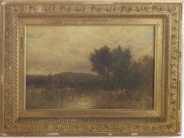 Landscape With A Fisherman On A Lake Oil Painting by George Herbert McCord