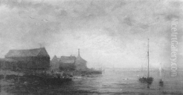 Harbor Scene Oil Painting by George Herbert McCord