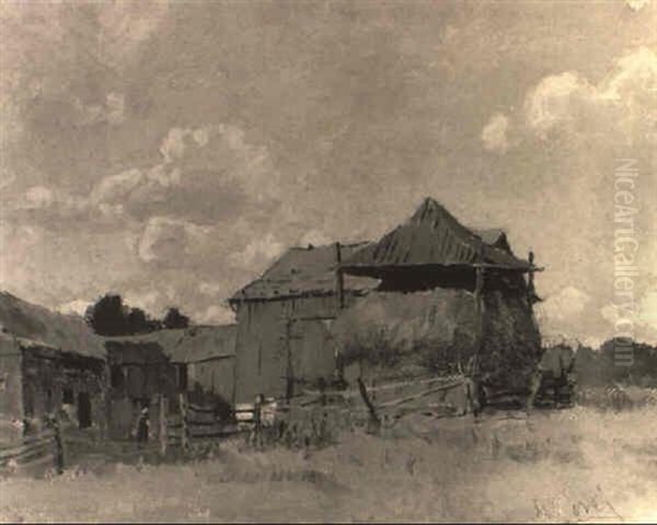 Barnyard Scene Oil Painting by George Herbert McCord