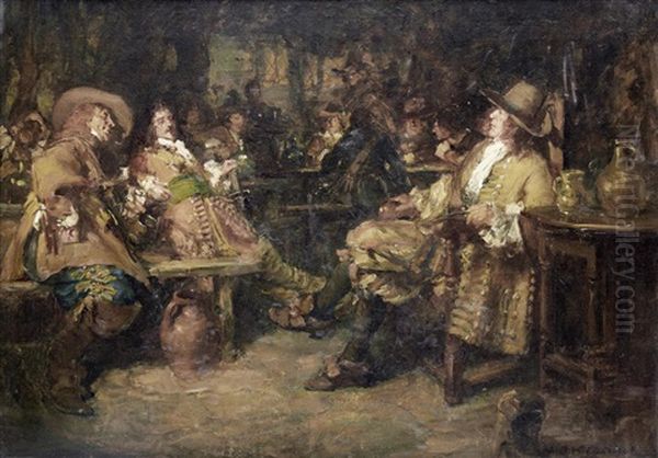 Cavaliers At An Inn Oil Painting by Arthur David Mccormick