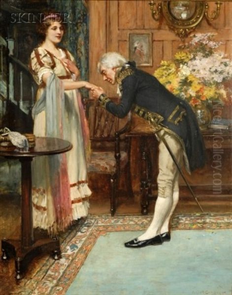 The Visitor - Lady Middleton And Lord Nelson Oil Painting by Arthur David Mccormick