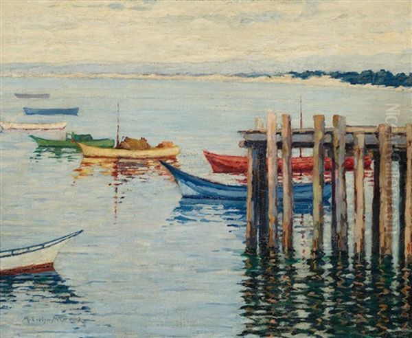 Boats Oil Painting by M. Evelyn McCormick