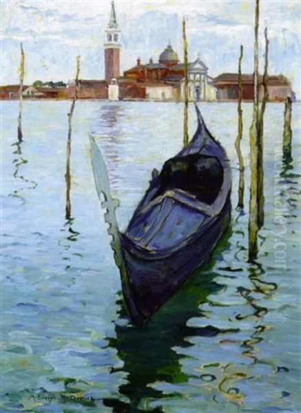 A Gondola In Venice Oil Painting by M. Evelyn McCormick