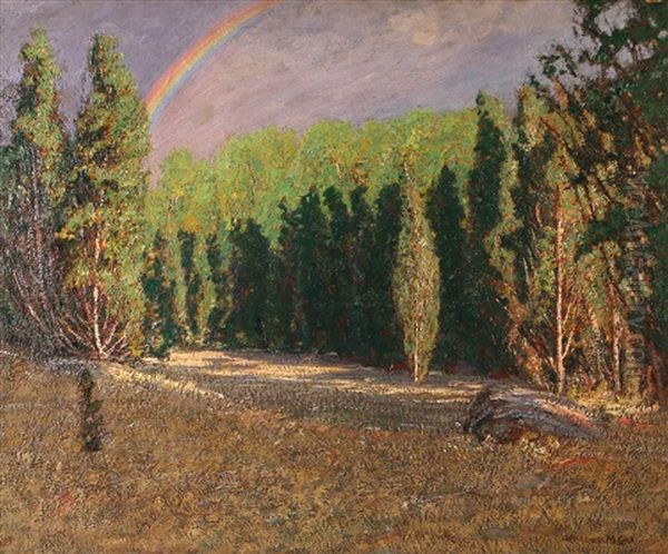 Landscape With Rainbow Oil Painting by Samuel Harkness Mccrea