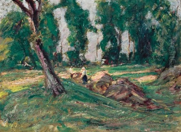 In The Garden Oil Painting by Samuel Harkness Mccrea