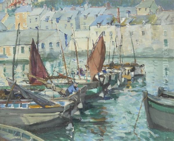 Saturday Morning, Polperro Oil Painting by Mary Mccrossan