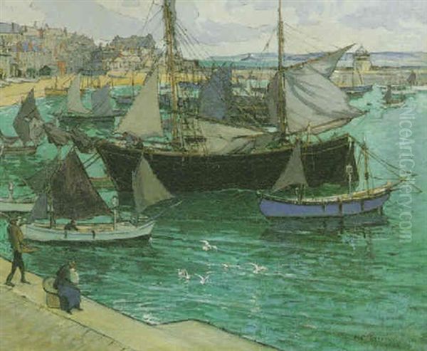 The Harbour At St. Ives Oil Painting by Mary Mccrossan