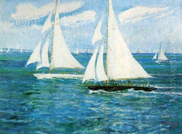 Regatta Oil Painting by Mary Mccrossan