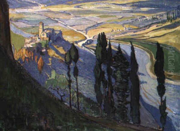 Assisi From The Rocca Oil Painting by Mary Mccrossan