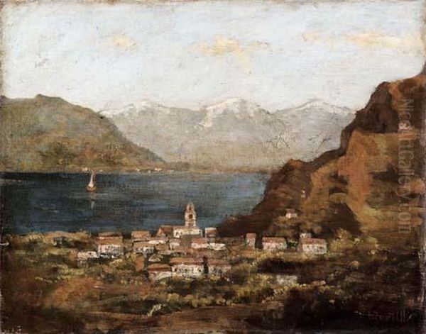 Sul Lago Di Como Oil Painting by Luigi Bertelli