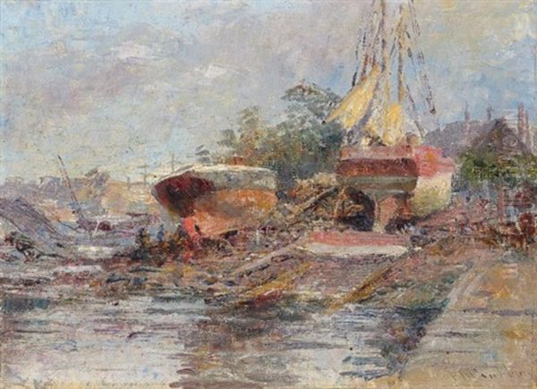 The Slipway, Williamstown Oil Painting by Frederick McCubbin