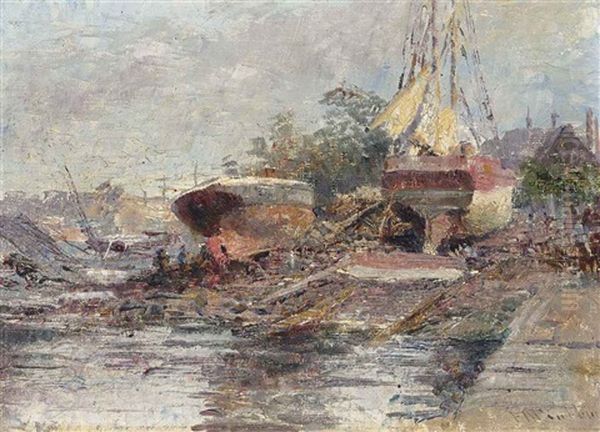 The Slipway, Williamstown Oil Painting by Frederick McCubbin