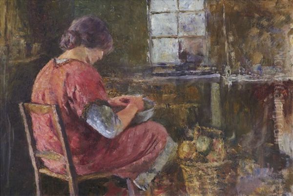 Shelling Peas Oil Painting by Frederick McCubbin