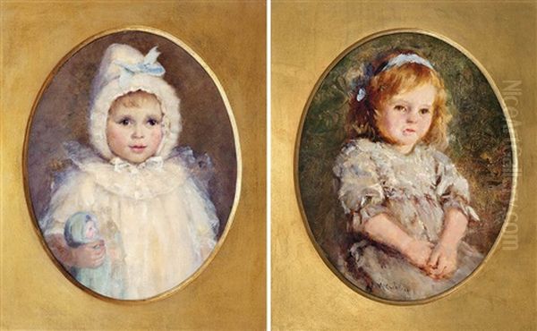 Mary Mccubbin And Kathleen Mccubbin (2 Works) Oil Painting by Frederick McCubbin