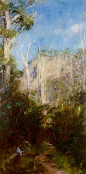 A Seated Figure In A Macedon Landscape Oil Painting by Frederick McCubbin