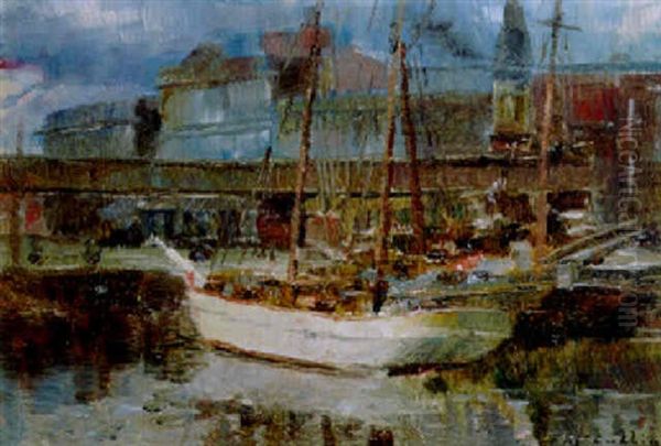 Little Dock, Yarra River, Melbourne Oil Painting by Frederick McCubbin