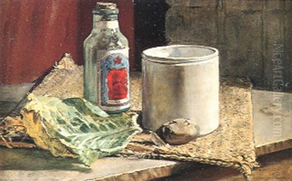 Still Life, Potato And Cabbage Leaf Oil Painting by Frederick McCubbin