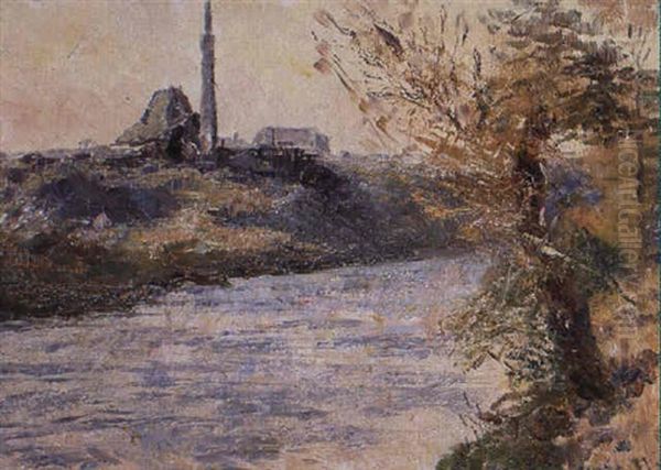 Richmond Quarry From The South Bank Of The Yarra Oil Painting by Frederick McCubbin