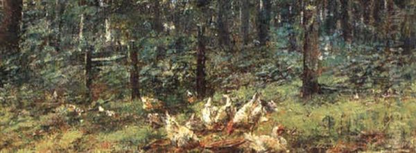 Fowls At Mount Macedon Oil Painting by Frederick McCubbin