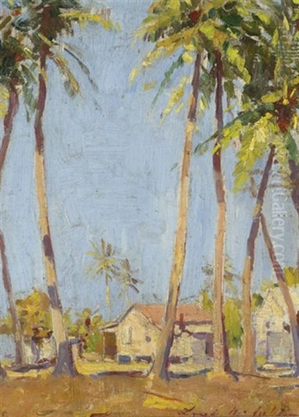 Tropical Village Oil Painting by Louis Mccubbin