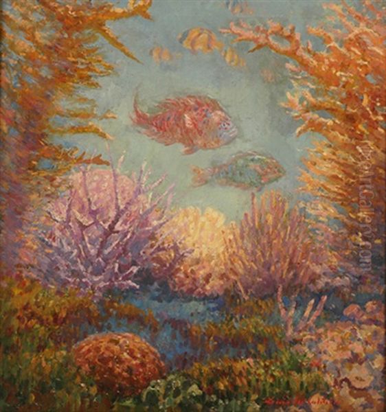 Submarine Garden (great Barrier Reef) Oil Painting by Louis Mccubbin