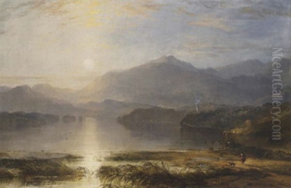 Morning On A Highland Loch Oil Painting by Horatio McCulloch