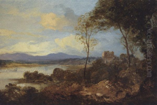 View Of A Loch With A Castle And Hills Beyond Oil Painting by Horatio McCulloch