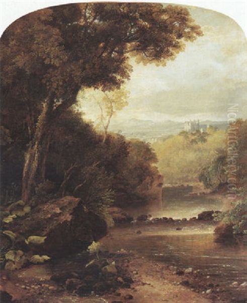 An Extensive Wooded River Landscape Oil Painting by Horatio McCulloch